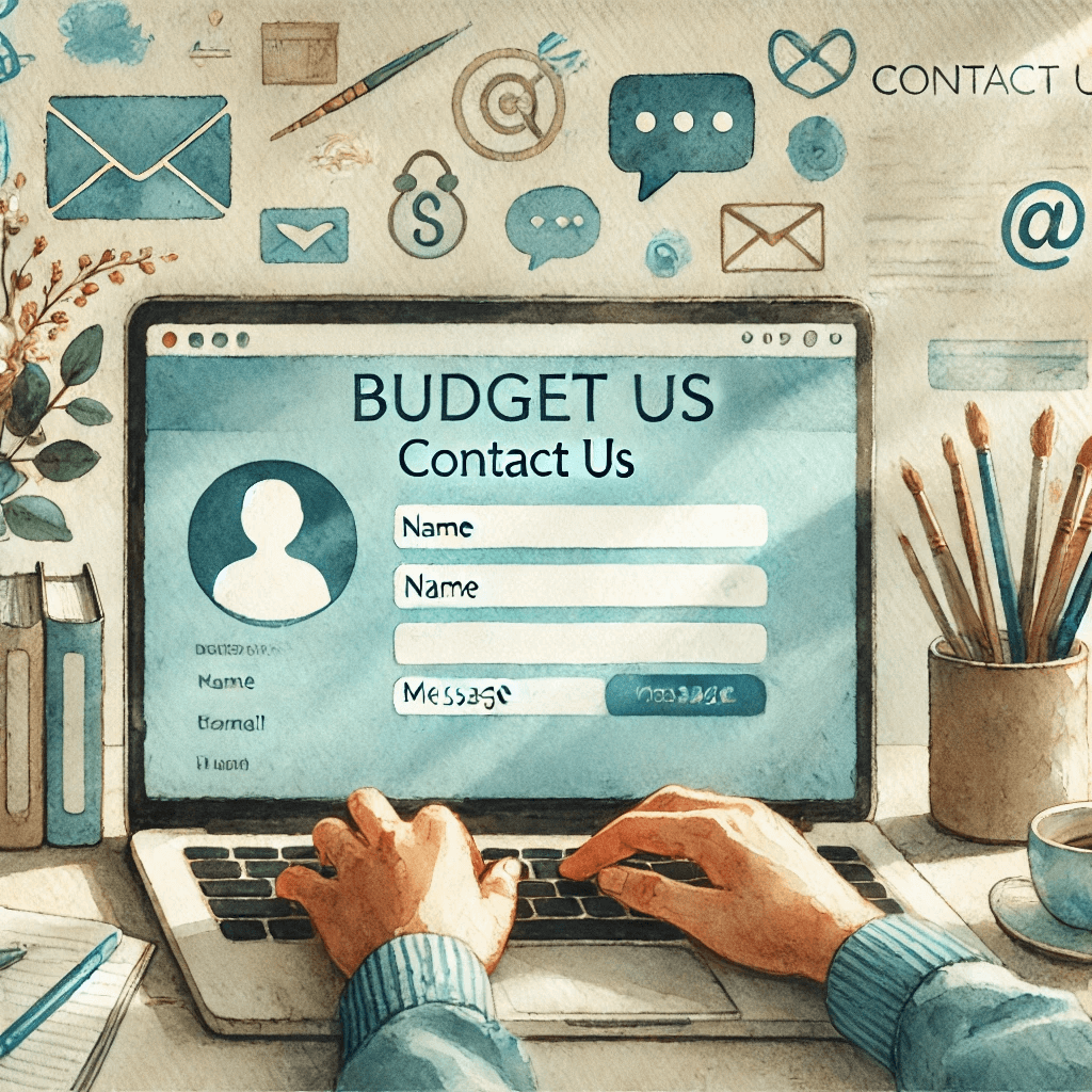 contact us a person using their computer to contact the Budget Wise website through a 'Contact Us' page or form.