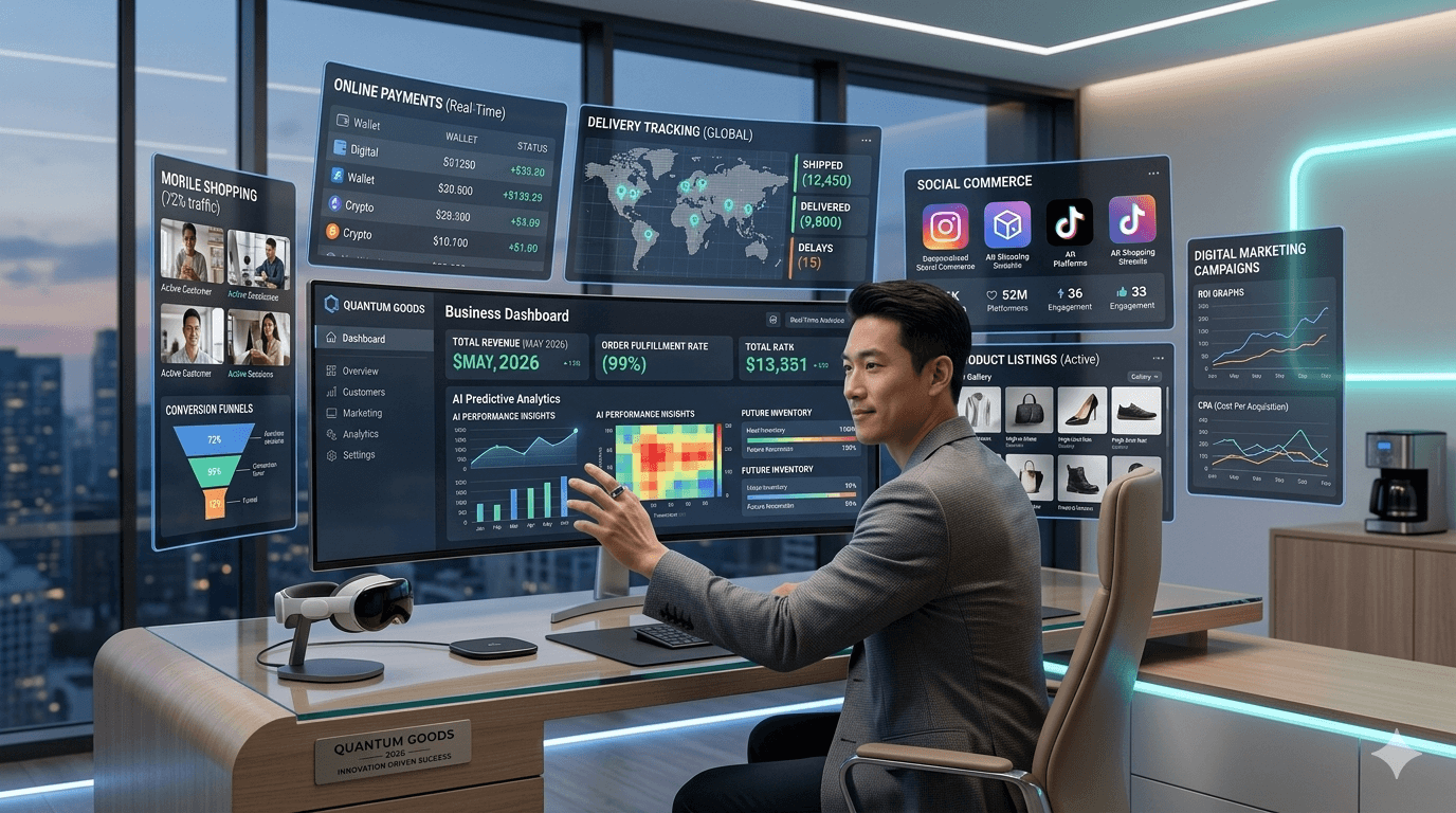 Ecommerce Business in 2026 AI-powered online store dashboard