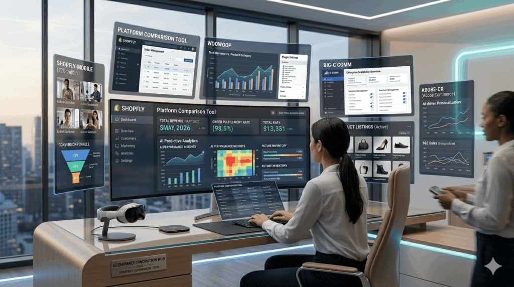 Best ecommerce platforms comparison dashboard in 2026